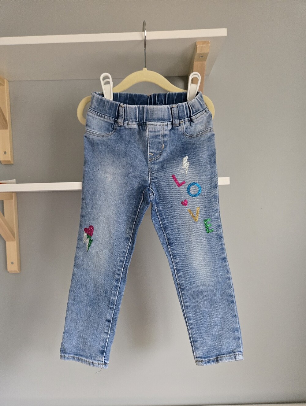 GAP Light Blue Denim Jeans with Colorful 'LOVE' Embroidery